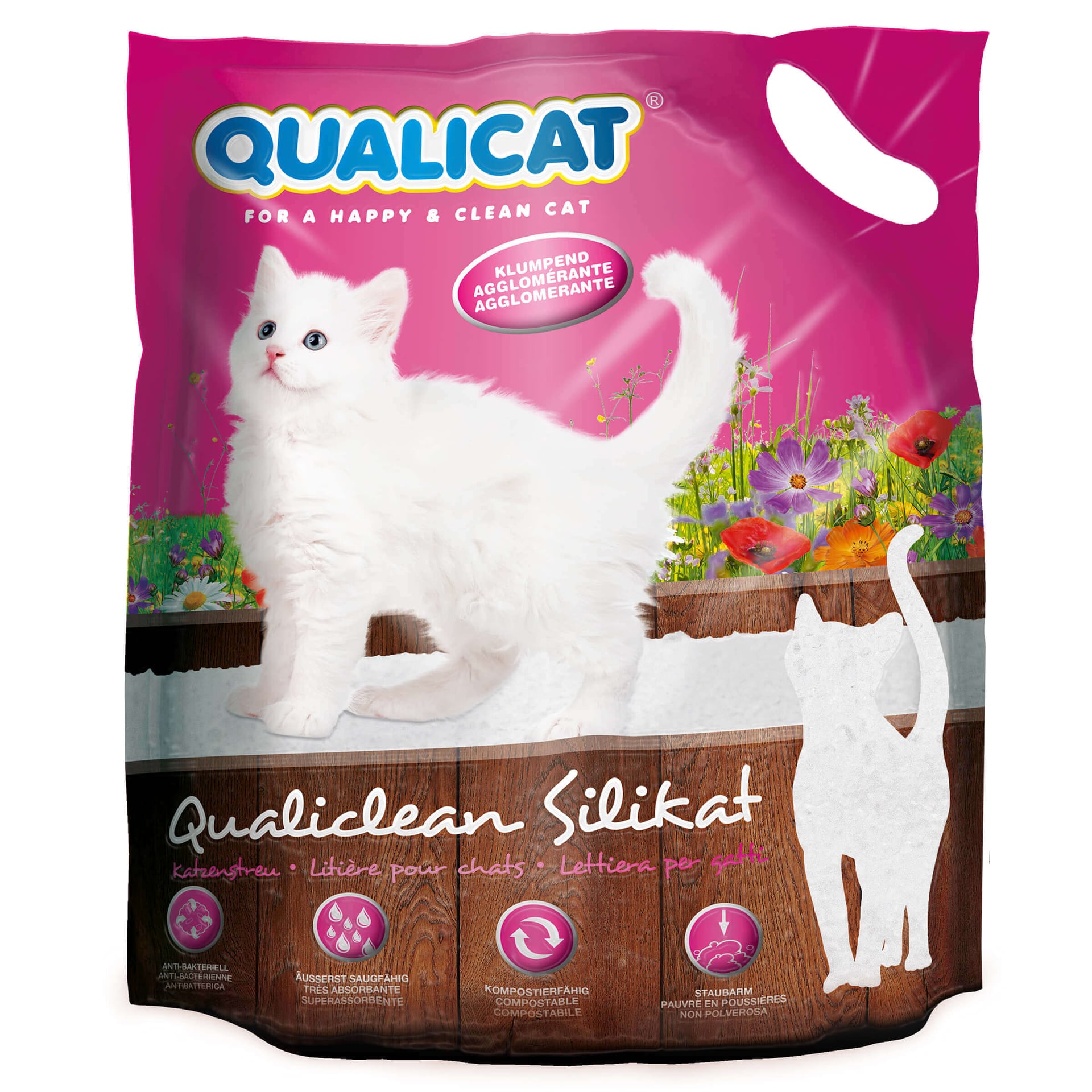 QUALICAT Katzenstreu Qualiclean Silikat klumpend