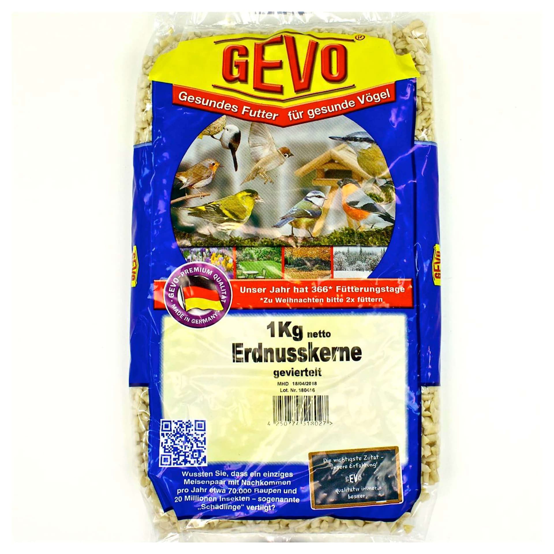 Erdnusskerne geviertelt