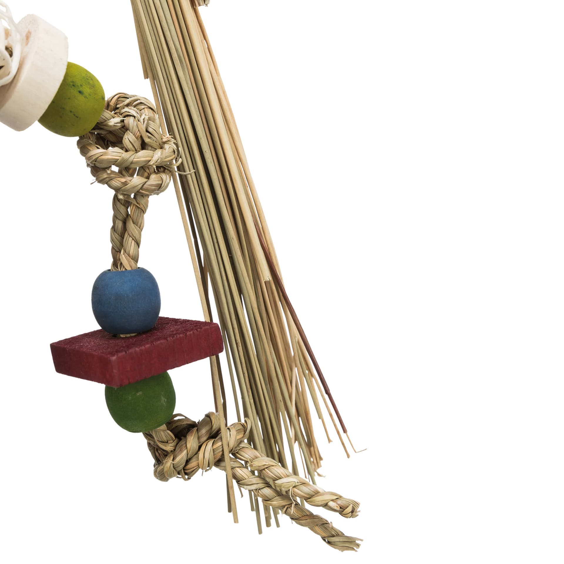 Holzspielzeug für Vögel mit Weidenbällen