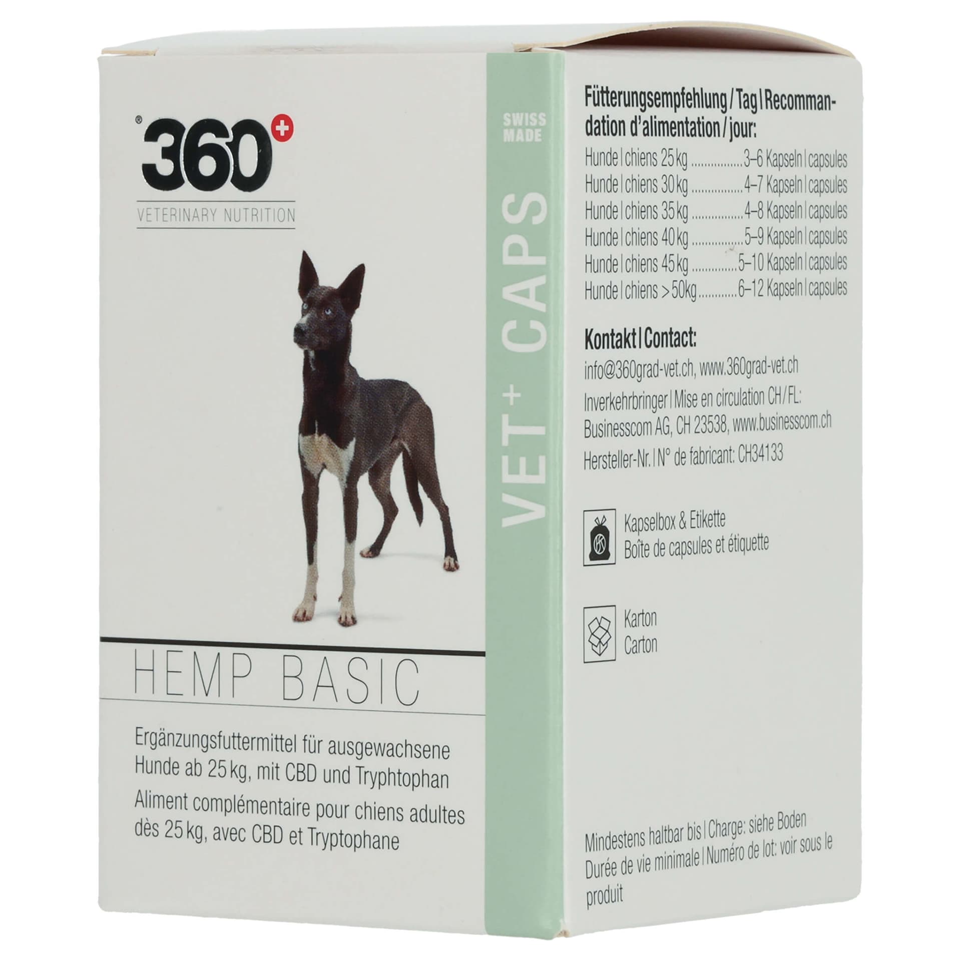 Veterinary Nutrition Dog VET+ CAPS Hemp Basic