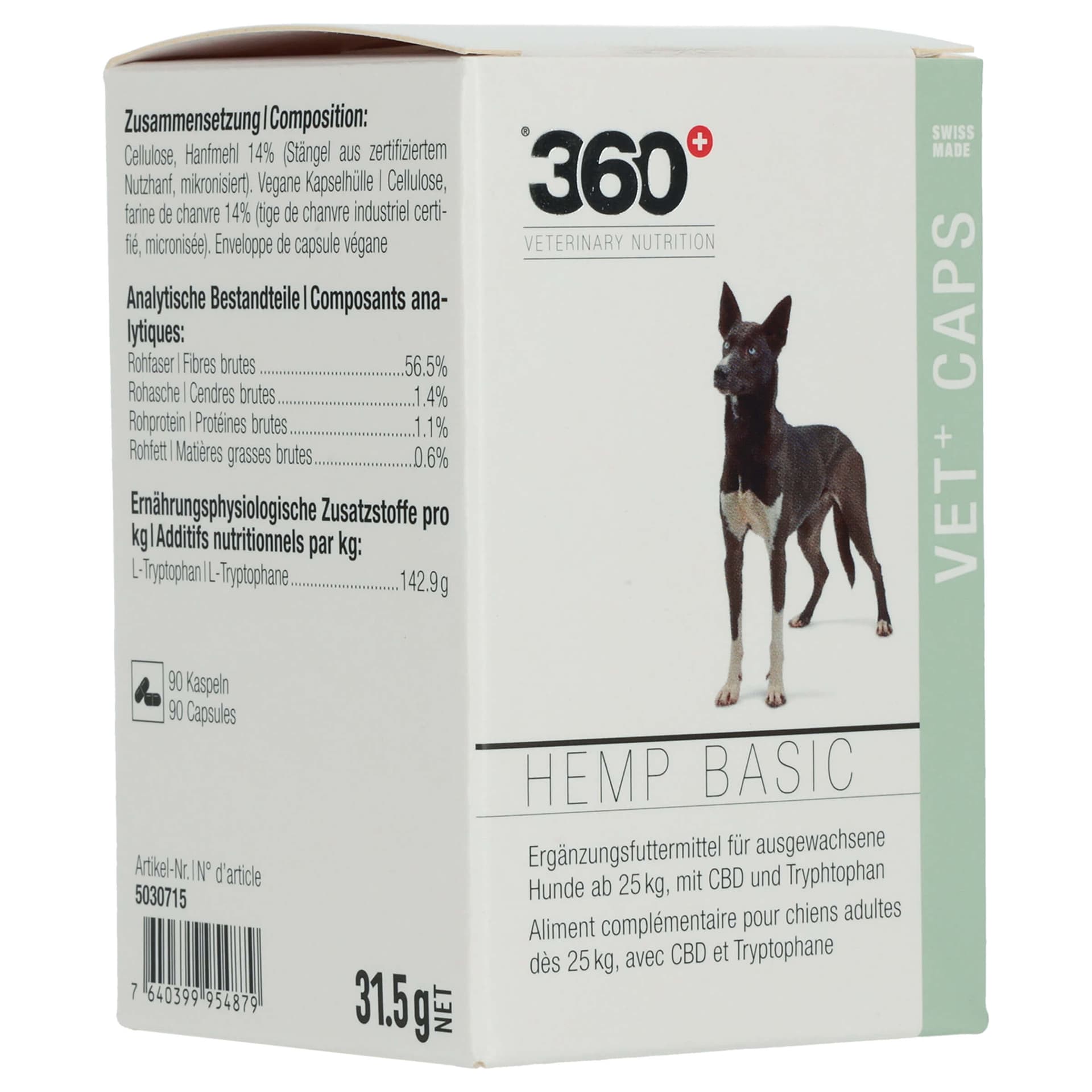 Veterinary Nutrition Dog VET+ CAPS Hemp Basic