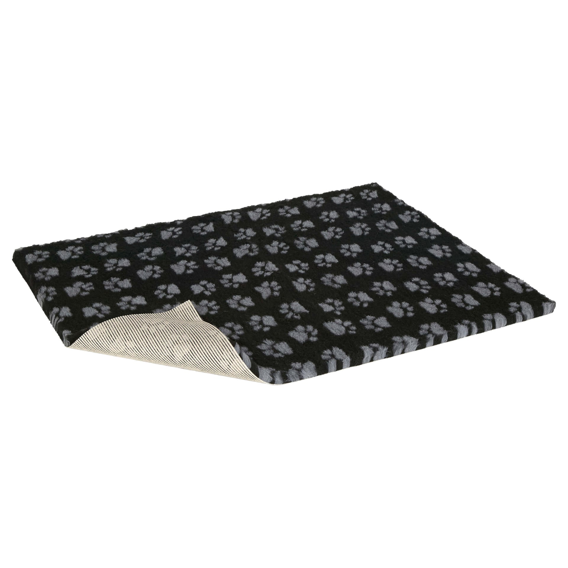 QUALIDOG Liegematte Anti-Slip schwarz mit grauen Pfoten