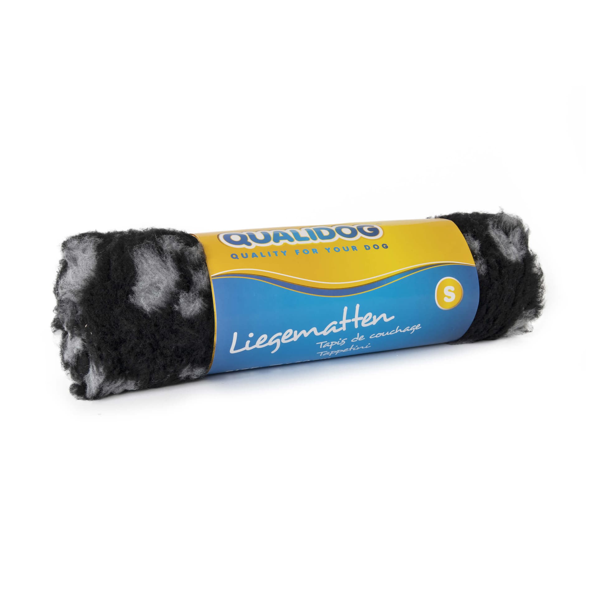 QUALIDOG Liegematte Anti-Slip schwarz mit grauen Pfoten