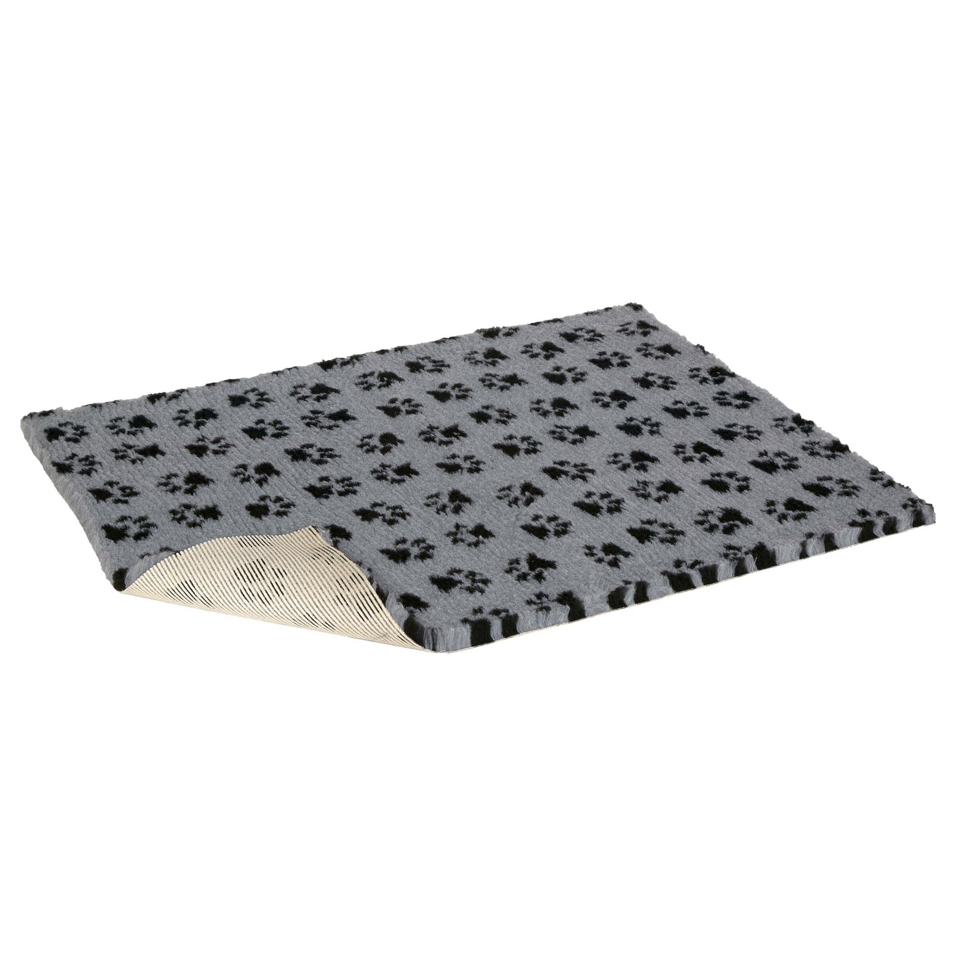 QUALIDOG Liegematte Anti-Slip grau mit schwarzen Pfoten