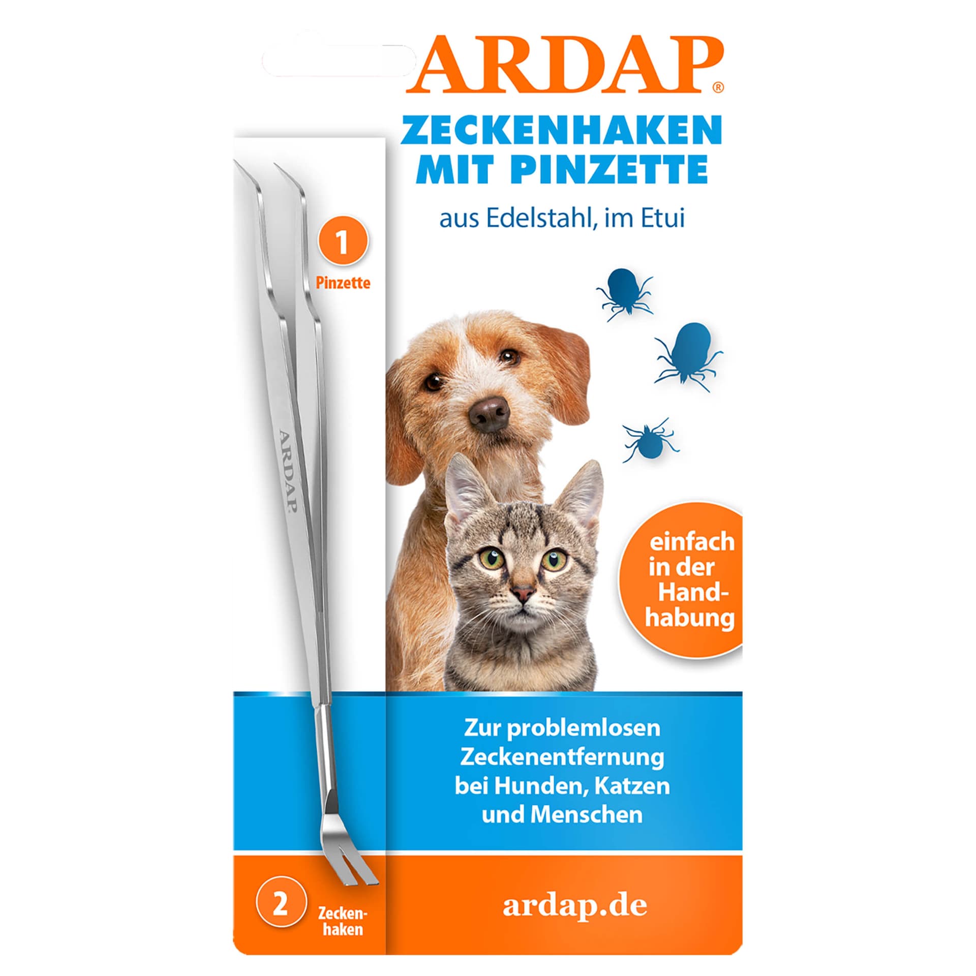 Zeckenhaken mit Pinzette Edelstahl